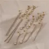 Wholesale 304 Stainless Steel Simple Zircon Pendant Tassel Long Earrings For Women 16K Real Gold Plated Platinum Plated Vacuum Electroplating (Fired) Waterproof Non-Fading Earrings