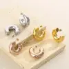 PVD Coated 18K Gold Plated Solid Color Stainless Steel Modern Style Simple Style Waterproof Non Tarnish Earrings