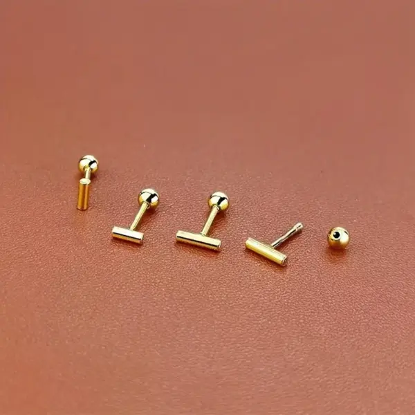 Wholesale 304 Stainless Steel Long Strip Electroplated Stone-Free 18K Gold Plated Simple Style Plating Ear Studs