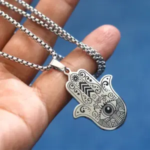 Wholesale Jewelry Hip-Hop Eye Symbol 304 Stainless Steel Carving Stainless Steel Necklaces