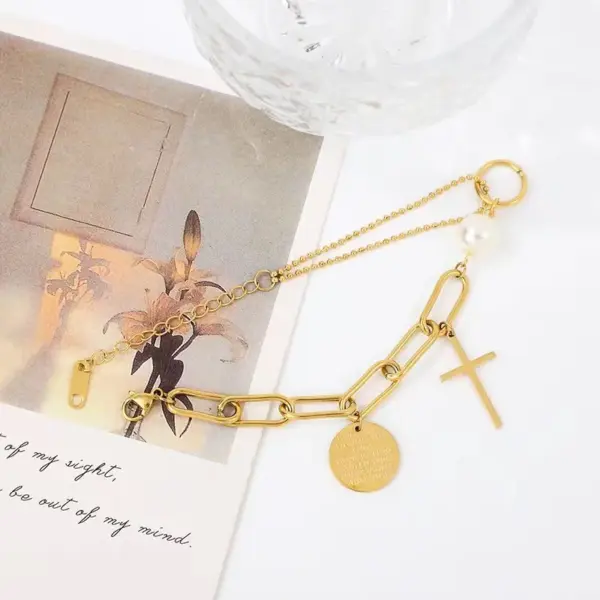 Wholesale Elegant Lady Streetwear Cross Stainless Steel Plating Bracelets