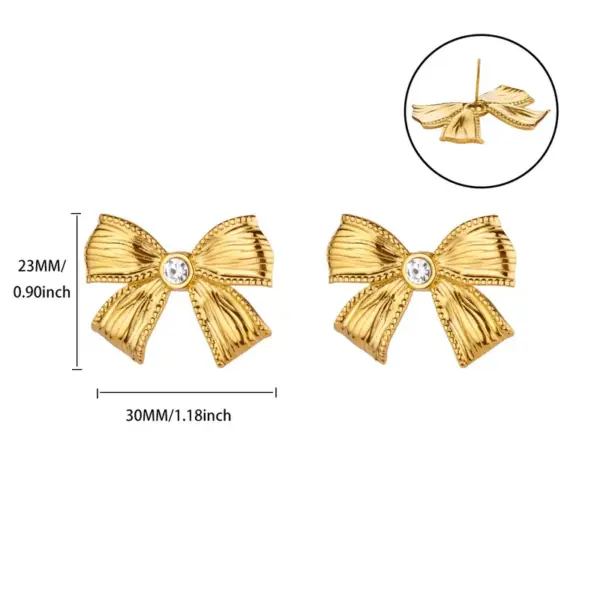 Stainless Steel Bowknot Heart Sunflower 18K Gold Plated Women's Earrings Elegant Imitation Pearl Zircon Accessories Wholesale Available