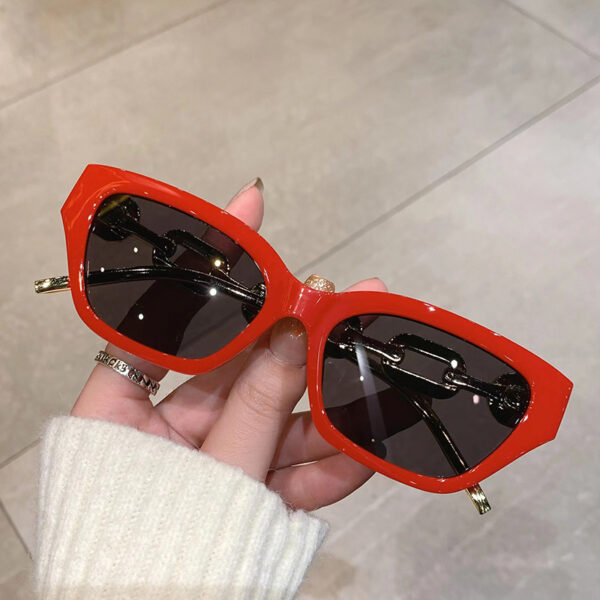 Wholesale Europe and the United States cross-border personality hip-hop glasses leg chain sunglasses fashion polygon small frame trend street sunglasses