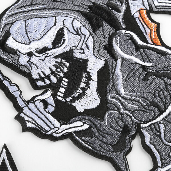 Wholesale Computer Embroidery Label Badge Patch Garment Accessories Cross-border Supply Skull Finger Ghost Head Embroidery Cloth Patch
