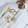 Wholesale PVD Coated Real Gold Plated 18K Gold 304 Stainless Steel Fashion Waterproof Non Tarnish Earrings Ear Studs