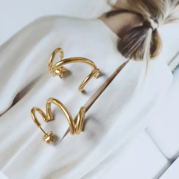 Wholesale PVD Coated Real Gold Plated 18K Gold 304 Stainless Steel Fashion Waterproof Non Tarnish Earrings Ear Studs