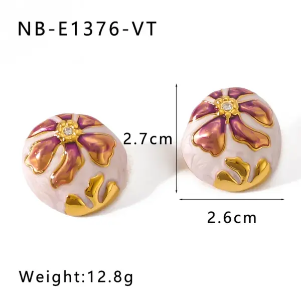 304 Stainless Steel Flower PVD Coated Rhinestones 18K Gold 18K Real Gold Plated Real Gold Plated Simple Style Classic Style IG Style Waterproof Non Tarnish Exy Ear Studs