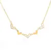 Wholesale Jewelry Korean Style Heart Shape Titanium Steel Tassel Chain Inlaid Gold Necklace