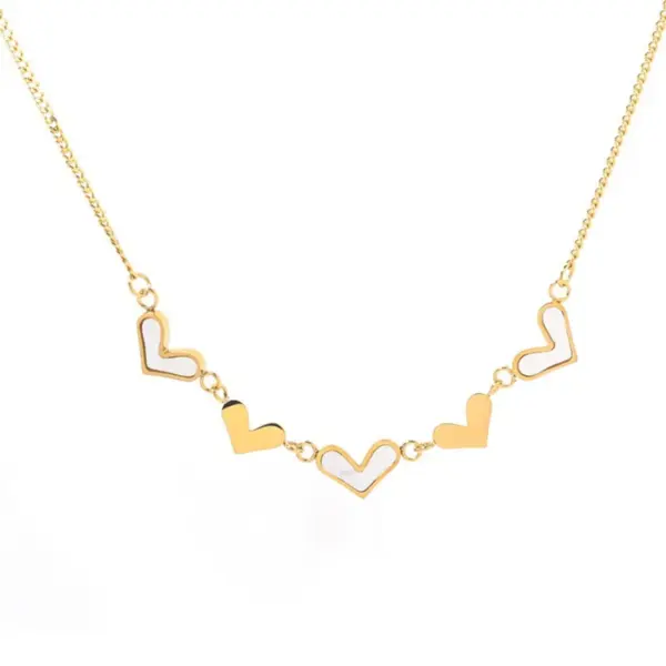 Wholesale Jewelry Korean Style Heart Shape Titanium Steel Tassel Chain Inlaid Gold Necklace