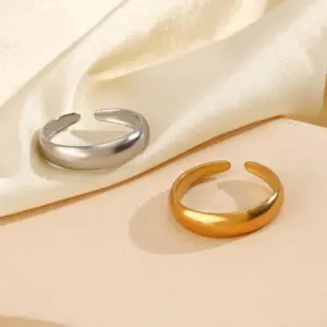 Wholesale PVD Coated 18K Gold Plated Solid Color 304 Stainless Steel Simple Style Waterproof Non Tarnish Open Rings