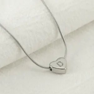 Wholesale Stainless Steel Simple Style Polishing Letter Heart Shape Pendant Necklace