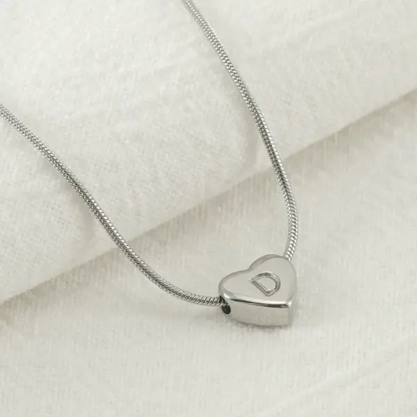 Wholesale Stainless Steel Simple Style Polishing Letter Heart Shape Pendant Necklace