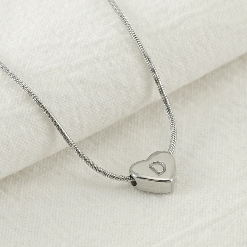 Wholesale Stainless Steel Simple Style Polishing Letter Heart Shape Pendant Necklace