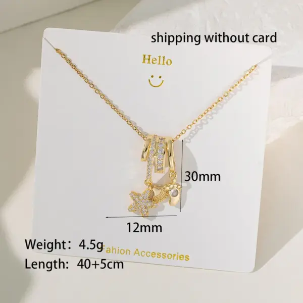 Wholesale PVD Coated Real Gold Plated 18K Gold Pentagram Ice Cream Animal 304 Stainless Steel Simple Style Waterproof Non Tarnish 304 Stainless Steel Lobster Trigger Clasp Closure Pendant Necklace