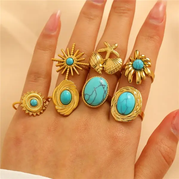 Wholesale 304 Stainless Steel Geometric Starfish Heart Shape Long-Lasting Plated Ion Plating (IP) K Gold Plated IG Style Shiny Waterproof Non Tarnish Surgical Steel Plating Open Rings