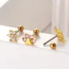 Wholesale 1 Piece 316L Stainless Steel Copper Zircon Ear Cartilage Rings & Studs Heart Shape Wings Flower Waterproof Non Tarnish Surgical Steel Women's