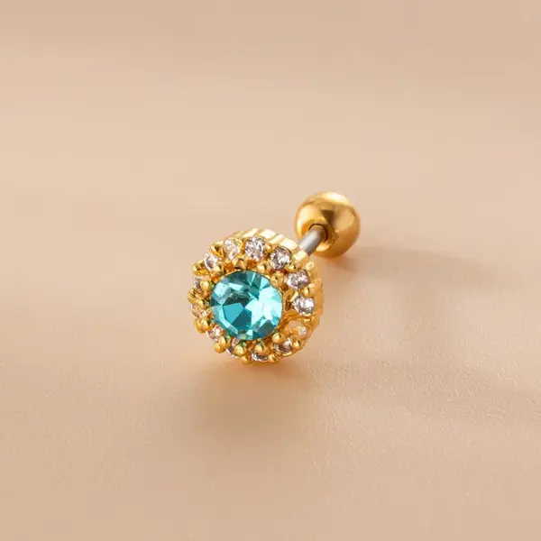 Wholesale 1 Piece 316L Stainless Steel Copper Zircon Ear Cartilage Rings & Studs Geometric Flower Waterproof Non Tarnish Surgical Steel