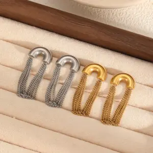 Wholesale PVD Coated Real Gold Plated 18K Gold Geometric 304 Stainless Steel IG Style Waterproof Non Tarnish Earrings