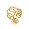 Wholesale PVD Coated 18K Gold Plated Geometric 304 Stainless Steel Streetwear Waterproof Non Tarnish Open Ring