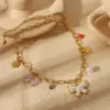 Wholesale Ion Plating (IP) 18K Gold Plated Elephant Butterfly Bow Knot 304 Stainless Steel Vintage Style Simple Artistic Pendant Necklace