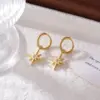 Ion Plating (IP) 16K Gold Real Gold Plated Eight Awn Star 304 Stainless Steel Elegant Classic Style Waterproof Non Tarnish Drop Earrings