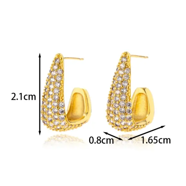 Wholesale 1 Pair Vintage Style French Style Simple Style C Shape Inlay Copper Zircon Hoop Earrings