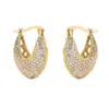 Wholesale 1 Pair Elegant Luxurious Shiny V Shape Plating Hollow Out Inlay Copper Zircon 18k Gold Plated Earrings