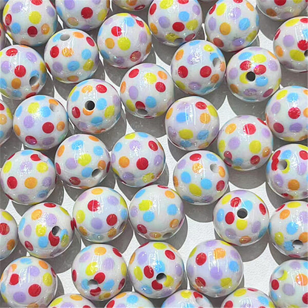 oly-22564dfa134a1ae42bde321b593220a8 Wholesale 16mm straight hole Christmas colorful polka dot beaded DIY handmade beaded pen, phone chain, keychain, car pendant, etc.