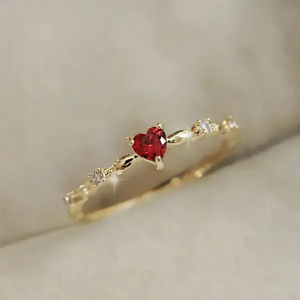Wholesale Copper IG Style Shiny Inlay Heart Shape Zircon Rings