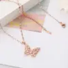 Wholesale Fashion Butterfly Titanium Steel Plating Zircon Pendant Necklace