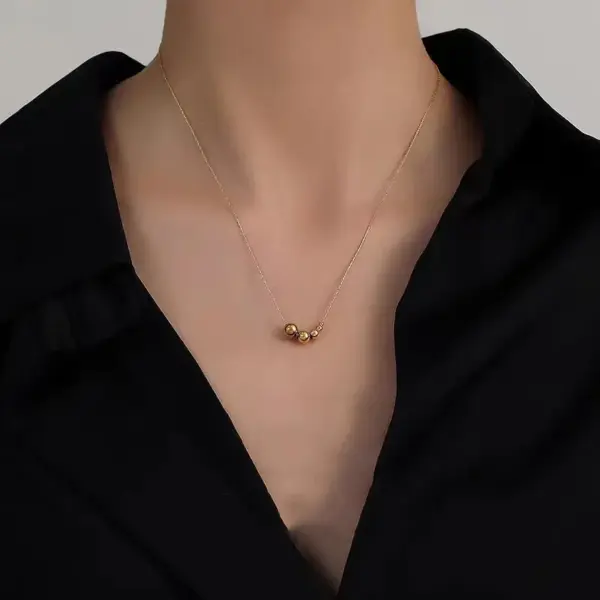 Wholesale PVD Coated Real Gold Plated 18K Gold Solid Color 304 Stainless Steel Simple Style Waterproof Non Tarnish 304 Stainless Steel Necklace