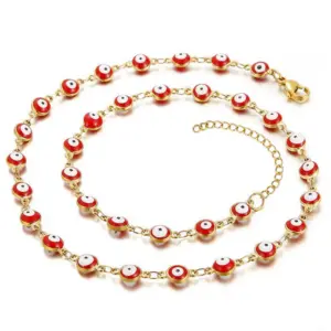 Necklace round Eye Beads / Red