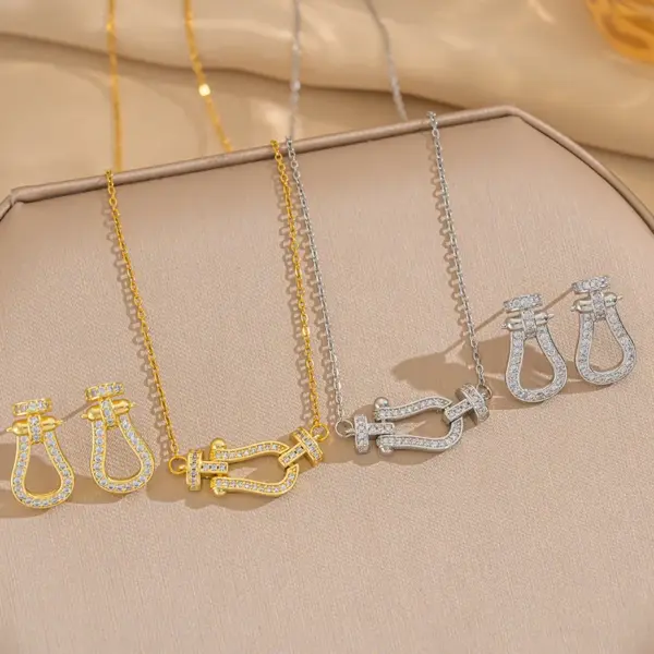 Wholesale PVD Coated Real Gold Plated Geometric Stainless Steel Simple Style Classic Style Waterproof Non Tarnish Earrings Necklace