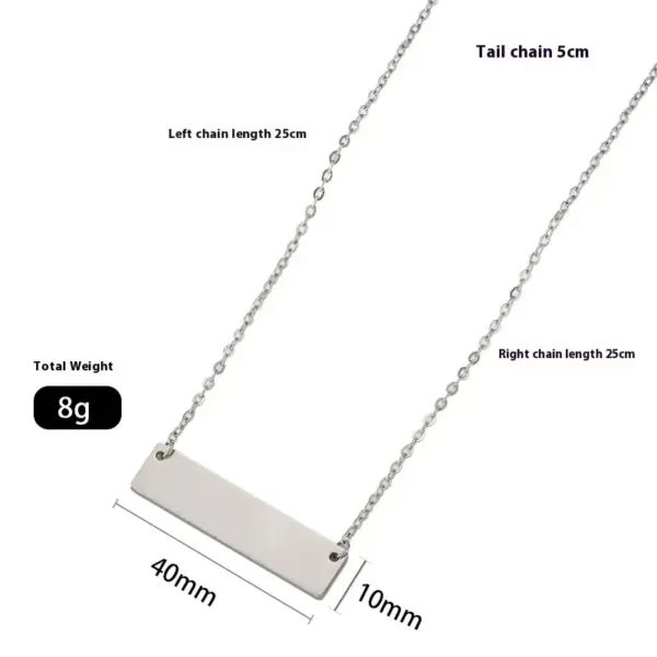 Wholesale Jewelry Basic Simple Style Geometric Customization Laser Engraving 201 Stainless Steel Plating Pendant Necklace Cable Chain
