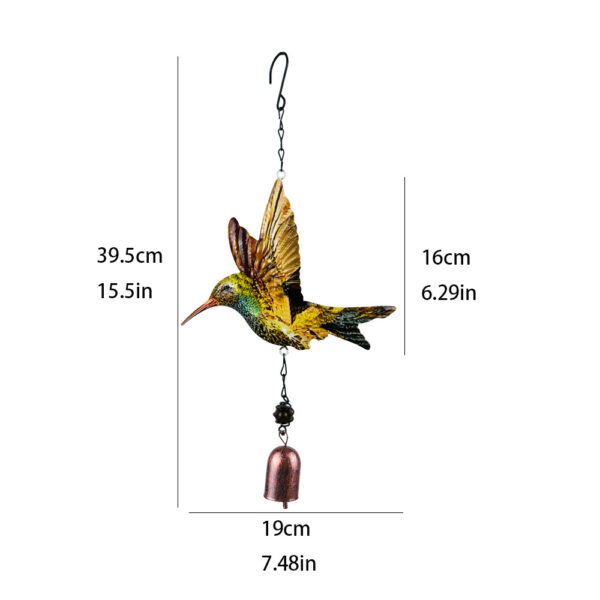 Wholesale Cross-Border New Product Hummingbird Wind Chime Metal Iron Crafts Hanging Decoration Iron Printed Bird Courtyard Garden Pendant