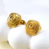 Wholesale Elegant Spiral Rose Gold Plated Stainless Steel Stud Earrings For Women Fashionable Minimalist High-End Feel Casual Chic