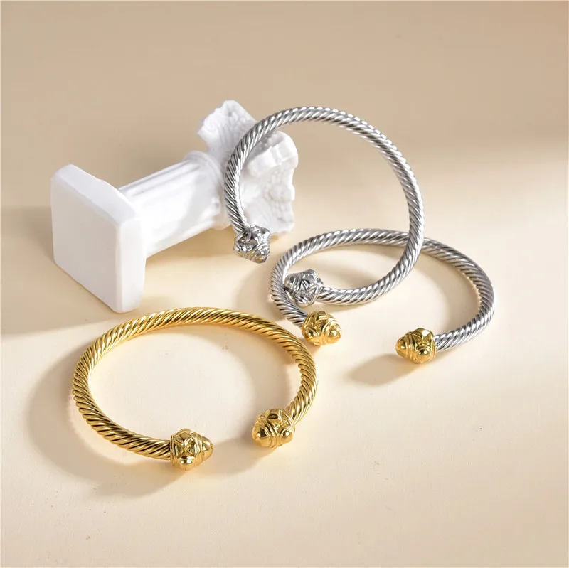 Wholesale PVD Coated Real Gold Plated Solid Color Stainless Steel Basic Waterproof Non Tarnish Cuff Bracelets