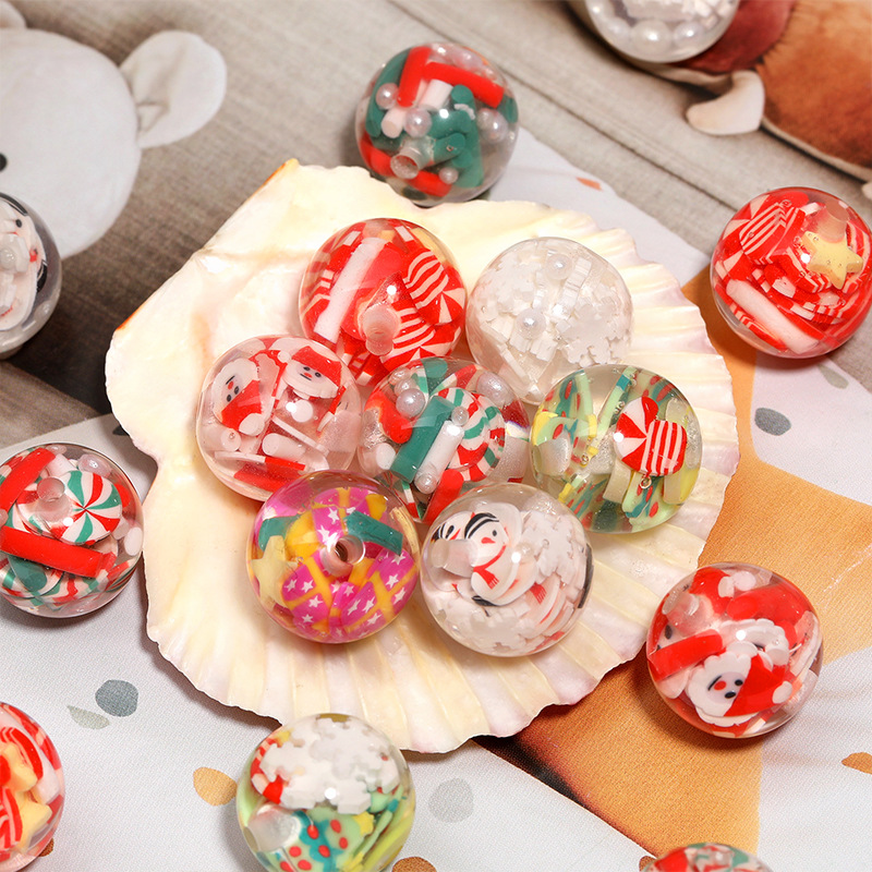 Wholesale Christmas lymer clay tiles with embedded beads