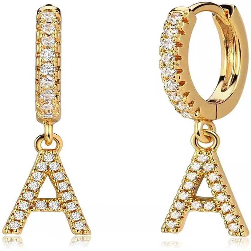 Wholesale Fashion Letter Copper Artificial Gemstones Earrings