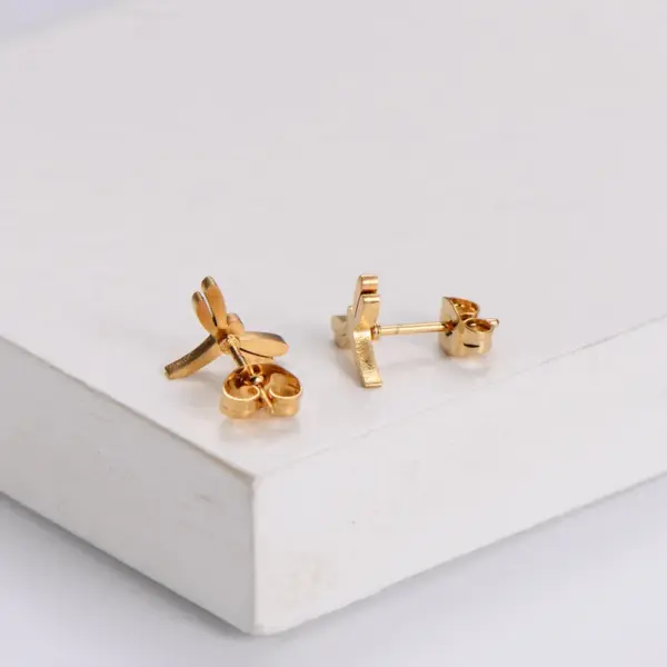 1 Set Simple Style Dragonfly Plating Stainless Steel Ear Studs