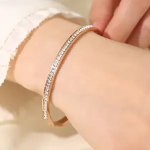 29-D-11 Rose Gold Bracelet with a Row of Square Diamonds (Faded Package Returned)