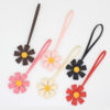 Wholesale Premium PU leather 3D multi-petal flower bag charm keychain ornament