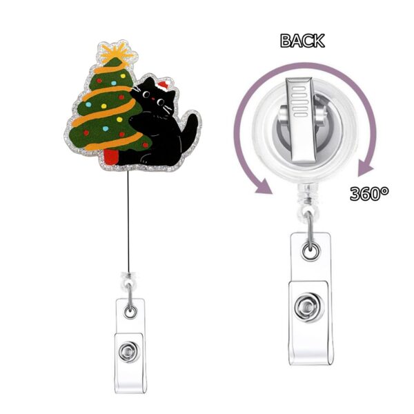Wholesale Forest-themed Black Cat Christmas Gift Creative Retractable Badge Clip Easy-Pull Buckle