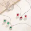Wholesale Retro Geometric Copper Inlay Zircon Gold Plated Earrings Necklace