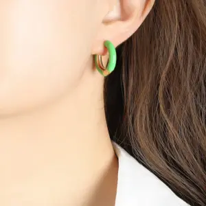 F746-Green Enamel Earrings