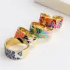 Wholesale Retro Color Block Copper Open Ring Inlay Zircon Copper Rings