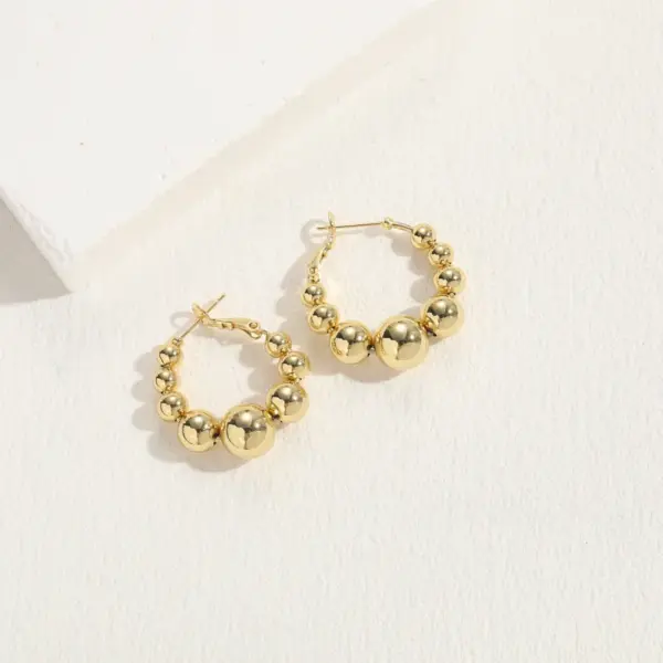 Wholesale 1 Pair Elegant Luxurious Classic Style Ball Plating Copper 14k Gold Plated Hoop Earrings