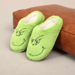 Cotton slippers-rd green fur monster 4 (white inside) / 36-37