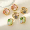 Wholesale 1 Pair Elegant Cute Simple Style Geometric Square Water Droplets Plating Inlay 304 Stainless Steel Zircon 18K Gold Plated Ear Studs