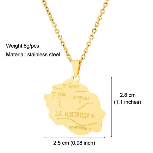 Wholesale Real Gold Plated Map Letter Titanium Steel Casual Waterproof Non Tarnish Titanium Steel Pendant Necklace
